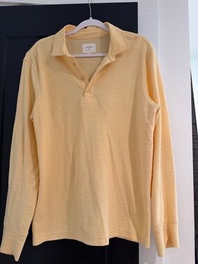 Billy Reid Men's Long-Sleeve Polo in Pale Yellow